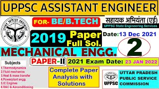 UPPSC AE(Assistant Er.)Mechanical Engineering PREVIOUS YEAR QUESTION 2019 PAPER-2 COMPLETE SOLUTIONS