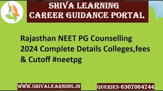 Rajasthan NEET PG Counselling 2024 Complete Details Colleges,fees & Cutoff #neetpg