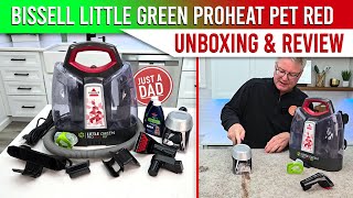 BISSELL Little Green Proheat Portable Pet Spot Cleaner Red  UNBOXING & REVIEW