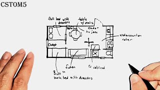 Small 12 x 24 Guest House Plan Cabin Floor