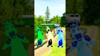 Funny 3 puppy horse 🐴 dancing on stop the high-speed train #shortsfeed#trendingshorts