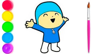 Draw kids pocoyo bol / Dibuja y Colorea A Pocoyo Y Pato / Dibuja y Colorea A elly Cuidanto A Pocoyo