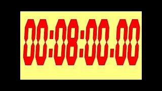 8 minutes Stopwatch with Yellow Background and Red Digits