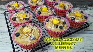 MANGO, COCONUT & BLUEBERRY MUFFINS - CookingwithKarma