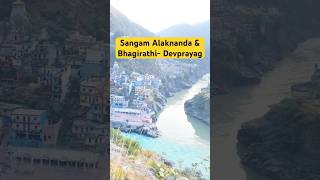 Alaknanda & Bhagirathi rivers Sangam #alaknandariver #bhagirathiriver #travelvlog #devprayag #ganga