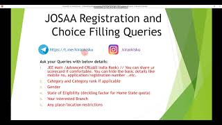 🔥 🔥  JOSAA 2022 Registration and Choice Filling Queries 🔥 🔥  | 12 September 2022 | Must Watch