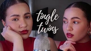 Binaural ASMR tingle twins tapping / less talking