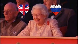 The Queen is enjoying the Russian Cossack Dance Group's stunning performance