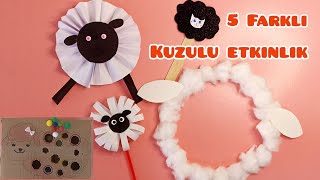 Kağıttan Kuzu Yapımı| 5 Farklı Kuzu Etkinliği| Kolay Etkinlikler | Okul Öncesi Kuzu Koyun Etkinliği🐑