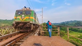 WAG - 9 | Goods Train with Containers Running Slowly | Kaman Bridge