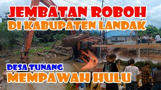 Tronton Pembawa Excavator di Kabupaten Landak Bikin Jembatan Roboh