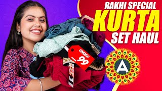 HUGE Kurta Set Haul for Raksha Bandhan ❤️ Ajio Kurta Try on Haul Festive special | ONE CHANCE WOMEN