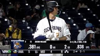 Midland Rock Hounds'(Athletics - Double-A)Jacob Wilson hits grand slam home run vs. Amarillo