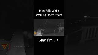 Man Falls While Walking Down Stairs | Doorbell Camera Video