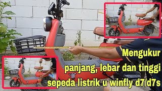 Dimensi ( panjang, lebar dan tinggi ) sepeda listrik u winfly d7s.