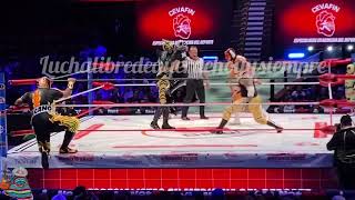 Volcano, Star Black e Hijo del Pantera vs Akuma, Felino Jr. y Kraneo. Arena México. 25 de ago 2024