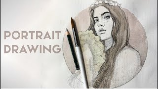 PORTRAIT DRAWING | Pencil & Watercolor