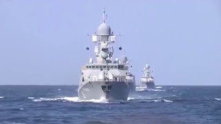 Massive strike with precision weapons on objects ISIS in Syria, from the Caspian sea