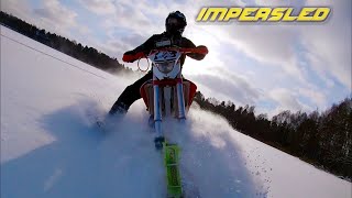 Сломал лыжу.Полет через руль.Имперслед.Сноубайк.I mpersled.Snowbike.