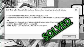 low level fatal error | ranch simulator