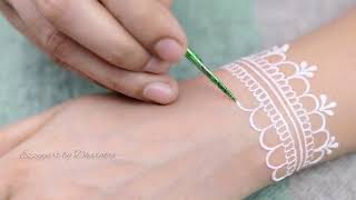 Easy white henna Mehndi Design for Back Hand || Latest 2022 diy white henna mehndi design