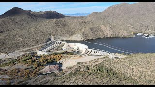 Drone Flying - Salt River, Saguaro Lake, Stewart Mountain Dam - Tonto National Forest - 4k