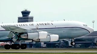 SMOKING 56 Years Old B707! U.S. Air Force Boeing OC-135B Landing in Prague