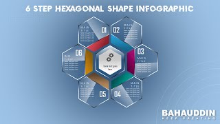 Create 6 Step HEXAGON Infographic Design in PowerPoint Presentation Slide | Bahauddin