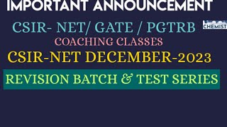 CSIR-NET Revision BATCH|TEST SERIES| December-2023 CSIR NET EXAM PREPARATION|CATALYST CHEMISTRY NET