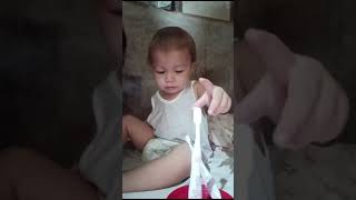 Baby is losing patiente with tooth brushing. #familyvlog #cutebaby #babyvlogger #cute #baby