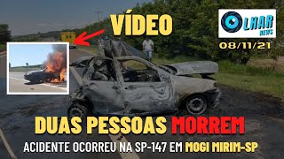 (CARRO EXPLODIU) Duas pessoas MORREM após veículo EXPLODIR e pegar FOGO na SP-147, em Mogi Mirim-SP