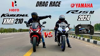 hero Karizma xmr 210 vs Yamaha R15m 2024 | Drag race | amazing battle 🔥