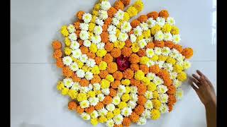 Flower Rangoli design / Swastik Flower decoration for festival