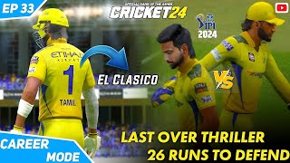 தெறிக்க விட்ட பந்துவீச்சி 💛🔥! EL Clasico🌊! KKR & MI ! Cricket 24 ! IPL 2024 My Career#33 ! Ta Gaming