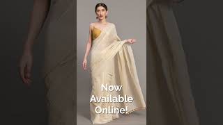 White & Gold Toned Ethnic Motifs Zari Saree #fashion #saree #viralvideo #trending #viral