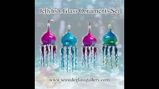 Magnificent Glass Jellyfish Christmas Ornament, Set of 4 – 8″ long