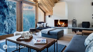 Cozy Winter Morning with Fireplace Sounds and Snow - Winter Ambience