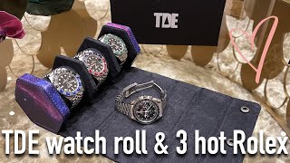 3 hot Rolex watches in the perfect WATCH Roll I made (Submariner Kermit, GMT Master Pepsi & Batgirl)