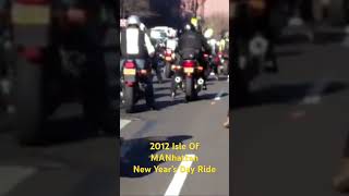 Motorcycles circle Manhattan of New Year’s Day Isle Of MANhattan