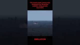 The enemy tank convoy was destroyed by the Ukrainian army using javelin launchers