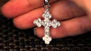 Sparkling Silver-Tone Cross Pendant Necklace