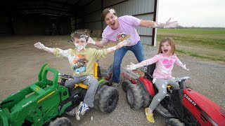 Mystery box challenge turns messy | Tractors for kids