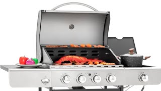 4-Burner Propane Gas BBQ Grill with Side Burner