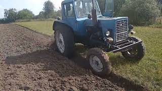 Мтз-80 оранка плн-3-35 після озимої пшениці 30.08.2019р. старичок валить то шо треба