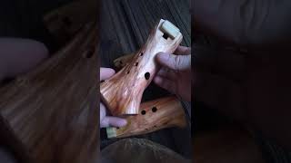 wooden Ocarina made of alder. Pentatonic D. Wooden flute, forest flute.