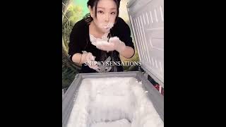 ICE QUEEN EATING SQUEAKY POWDERED FREEZER FROST #iceeatingasmr #iceeatingonlybites #squeakybites