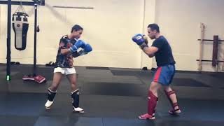 Tin sparring Muay Thai at sweatbox Bristol Oct 2018