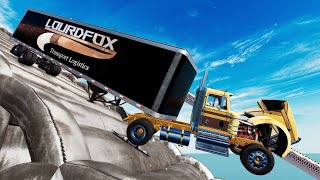 Trucks VS Giant Pipe Stairs Challenge Driver #3 BeamNg Drive