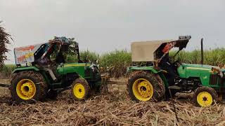 John Deere 5310 & 5104 sugarcane loaded trolley 💪 / 55hp JD helps 45 hp Tractor