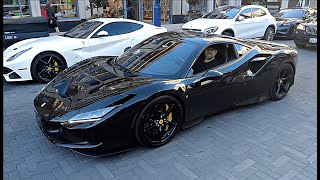 Black Ferrari F8 Tributo in Yorkville | Carspotting + Slow Mode + Reverse Experience